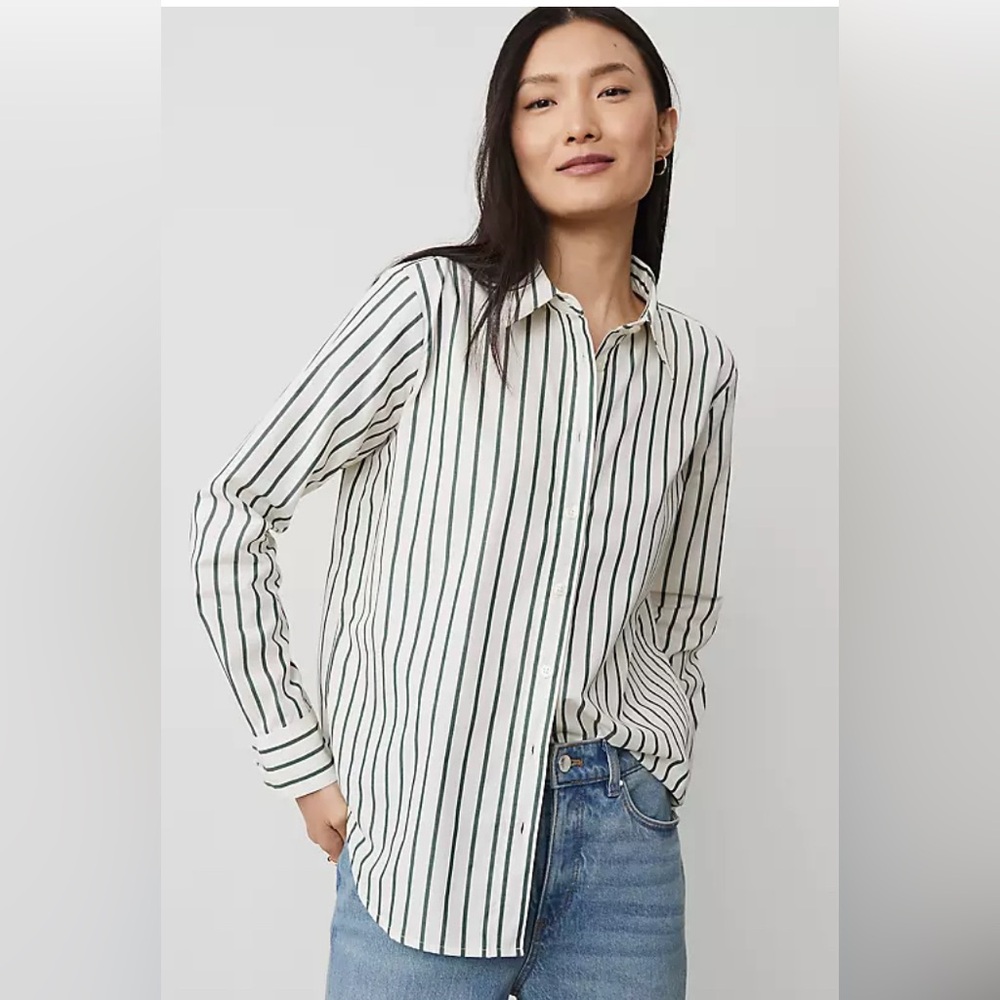 Ann Taylor Stripe Relaxed Perfect Shirt NWOT